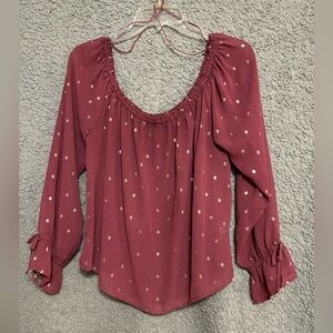 Aeropostale Maroon Blouse with Geometric Accents